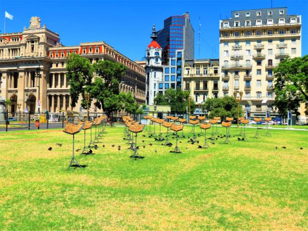 The Lavalle Square (Plaza Lavalle) place in Buenos Aires city. Buenos Aires, Argentina - January 11, 2016. The Plaza Lavalle or Lavalle Square. Buenos Aires is Argentina's art hub stock pictures, royalty-free photos & images